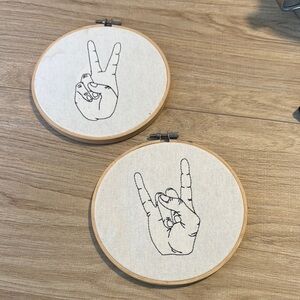 Round Embroidered Hipster Cool Art Set Rock and Peace